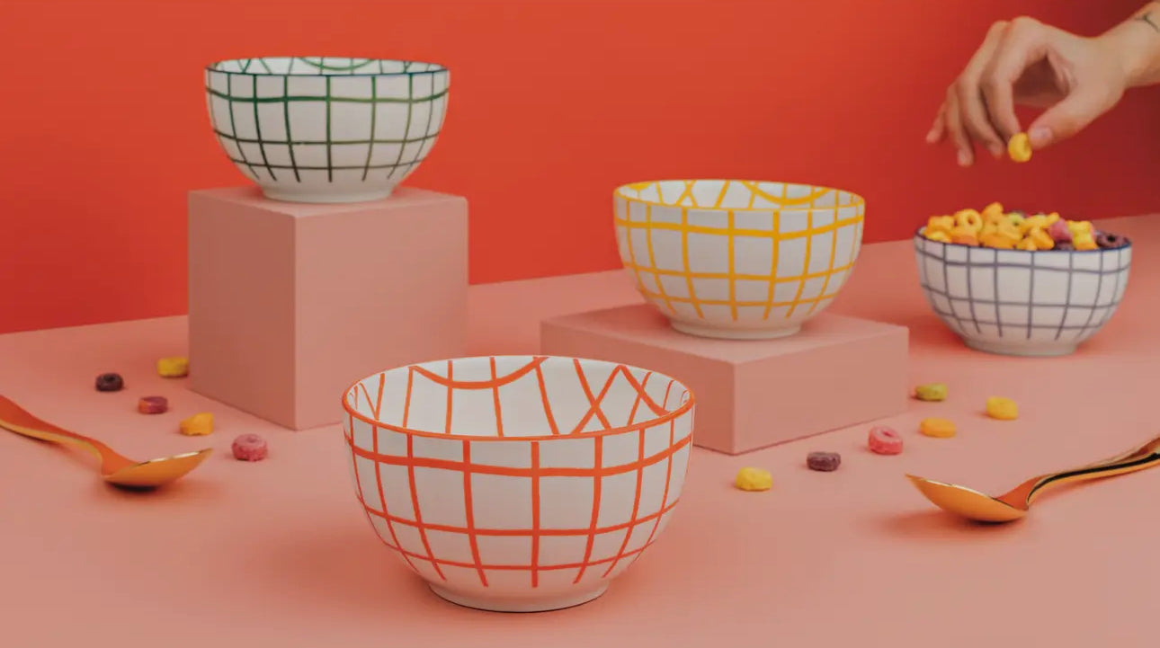 Wobbly Check Bowls Set of 4