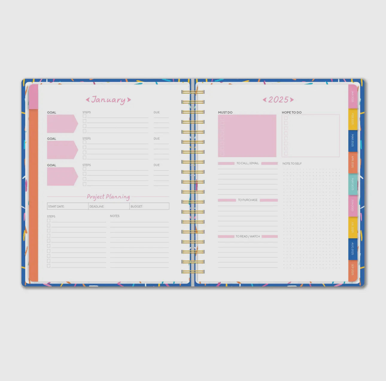 2025 Geometric Deluxe Hardcover Planner