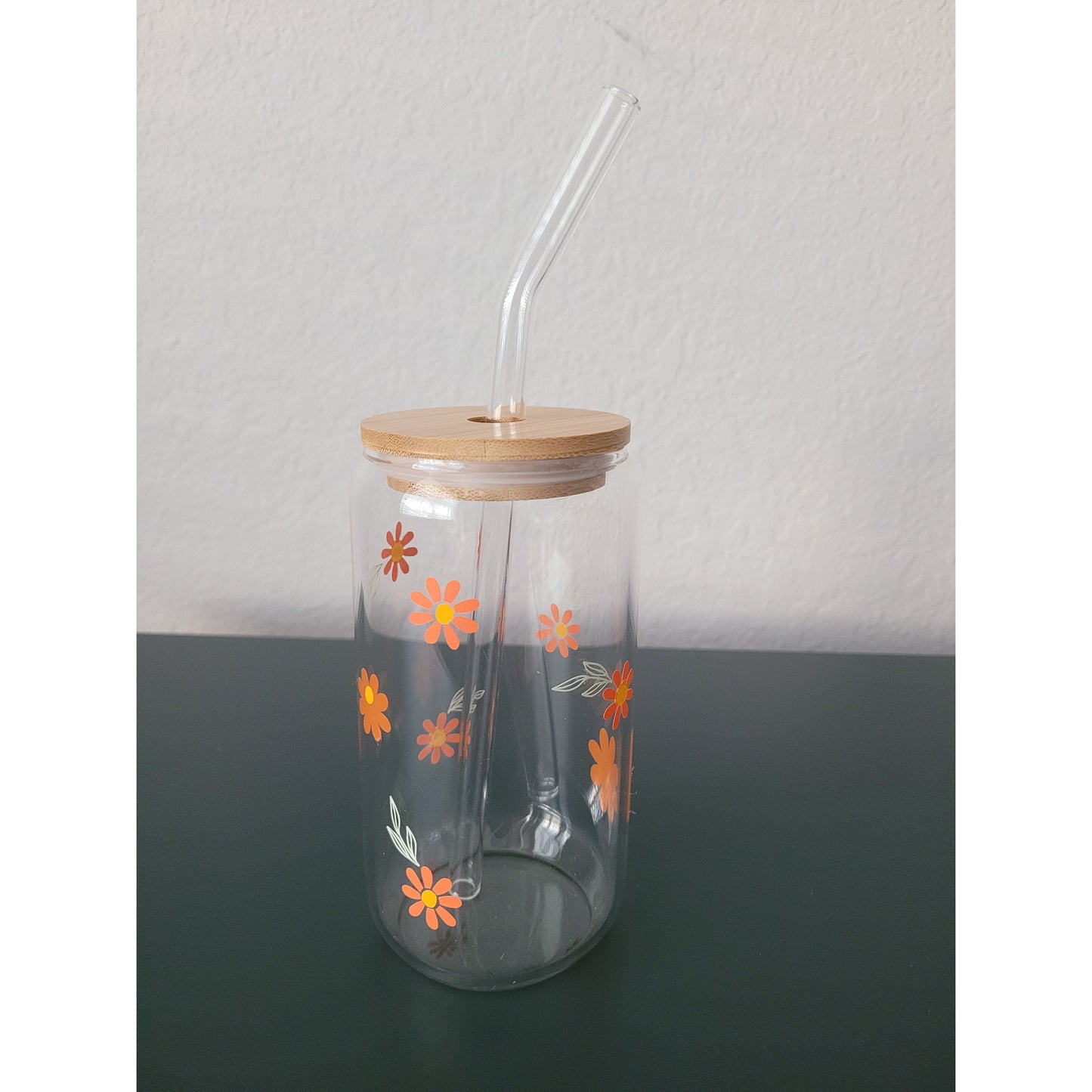 Glass Can Cup (Bamboo lid and Glass Straw included)