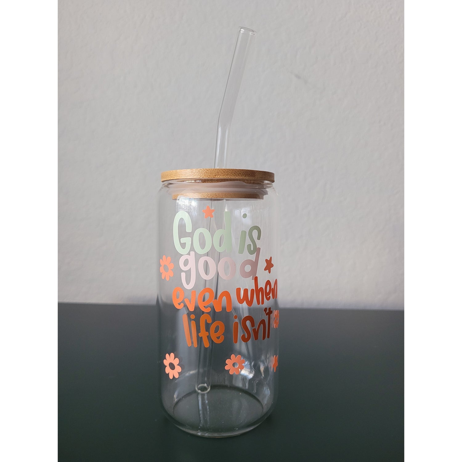 Glass Can Cup (Bamboo lid and Glass Straw included)