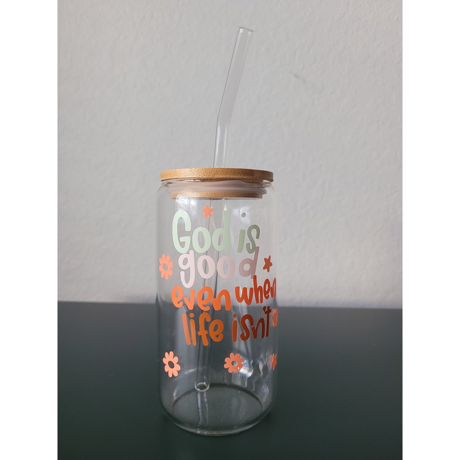 Glass Can Cup (Bamboo lid and Glass Straw included) – Beethemessage