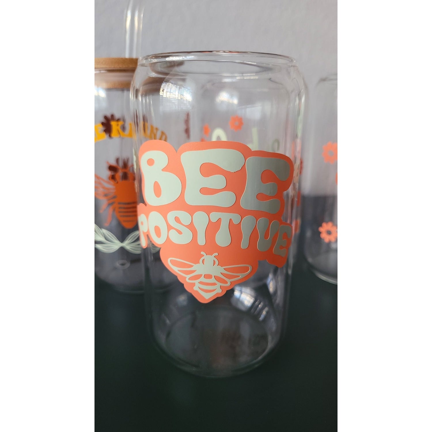 Glass Can Cup (Bamboo lid and Glass Straw included) – Beethemessage